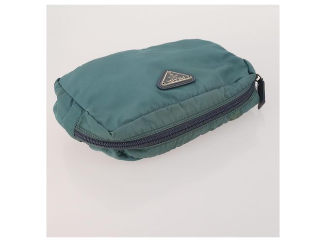 PRADA Pochette Nylon Pelle Set da 4 Blu Nero Marrone Auth 190016 - vista 5