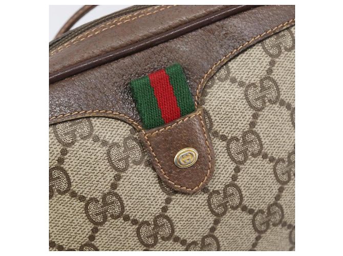 Borsa GUCCI GG Supreme Web Sherry Line PVC Beige Gold 89 02 066 Auth ka6037 D'oro - vista 14
