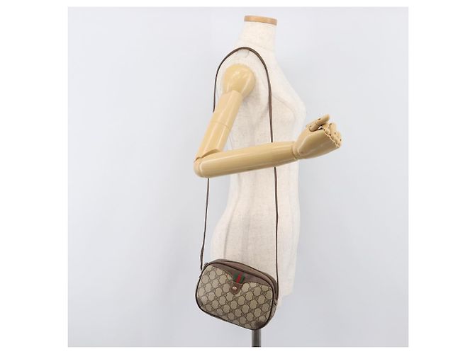 Borsa GUCCI GG Supreme Web Sherry Line PVC Beige Gold 89 02 066 Auth ka6037 D'oro - vista 21