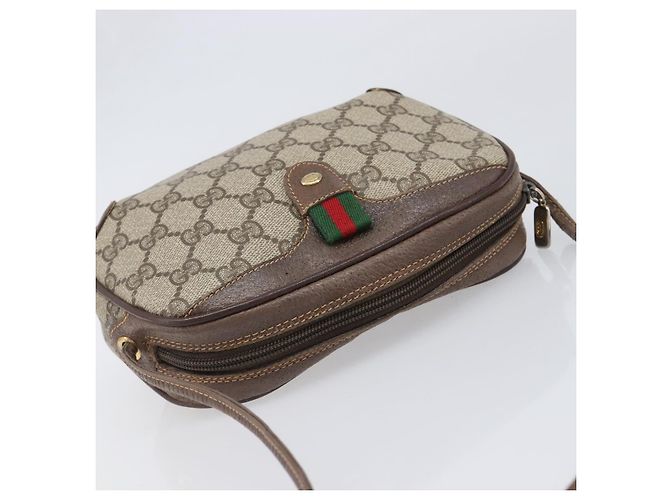 Borsa GUCCI GG Supreme Web Sherry Line PVC Beige Gold 89 02 066 Auth ka6037 D'oro - vista 6