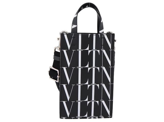 VALENTINO Borsa a tracolla per smartphone in pelle 2way Nero Argento Auth bs36903V - vista 13