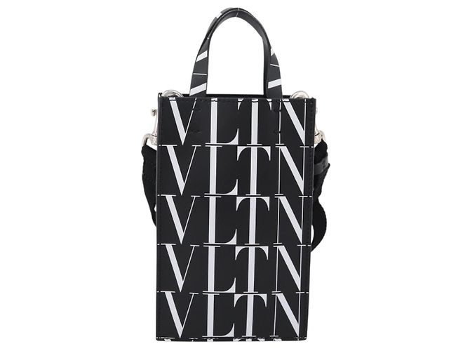 VALENTINO Borsa a tracolla per smartphone in pelle 2way Nero Argento Auth bs36903V - vista 2