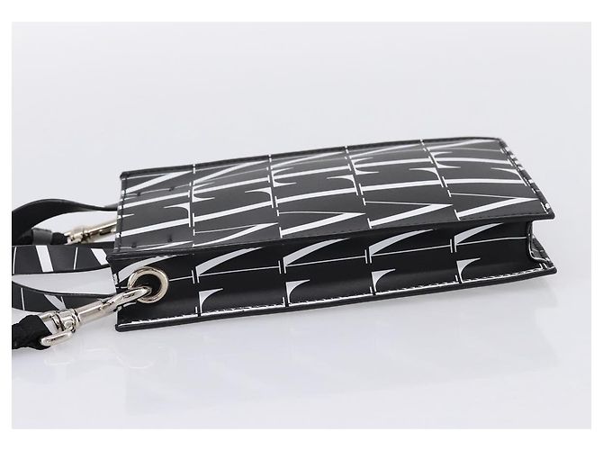 VALENTINO Borsa a tracolla per smartphone in pelle 2way Nero Argento Auth bs36903V - vista 3