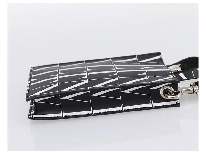 VALENTINO Borsa a tracolla per smartphone in pelle 2way Nero Argento Auth bs36903V - vista 4