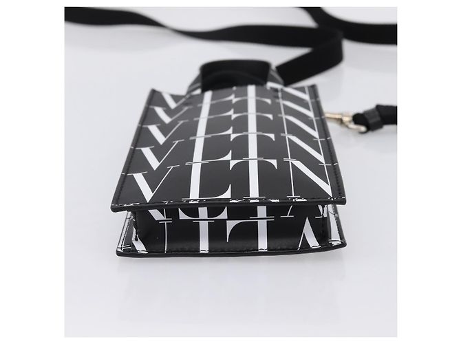 VALENTINO Borsa a tracolla per smartphone in pelle 2way Nero Argento Auth bs36903V - vista 5