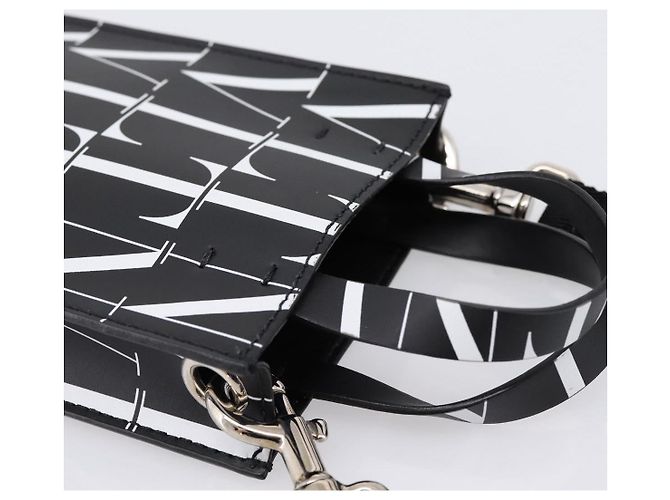 VALENTINO Borsa a tracolla per smartphone in pelle 2way Nero Argento Auth bs36903V - vista 6
