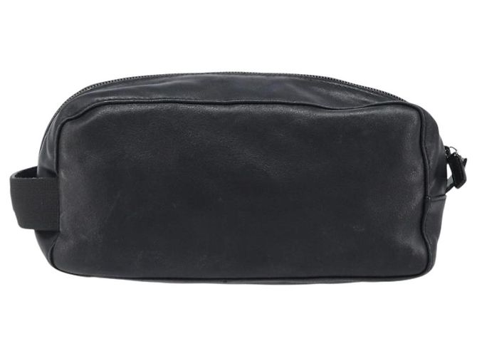 GUCCI Bolsa Pouch em couro preto prata 039 0974 Auth hk4120 - vista 2
