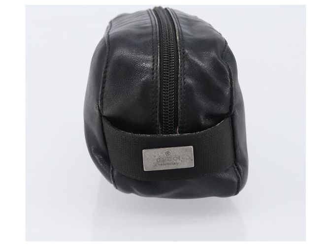 GUCCI Bolsa Pouch em couro preto prata 039 0974 Auth hk4120 - vista 3