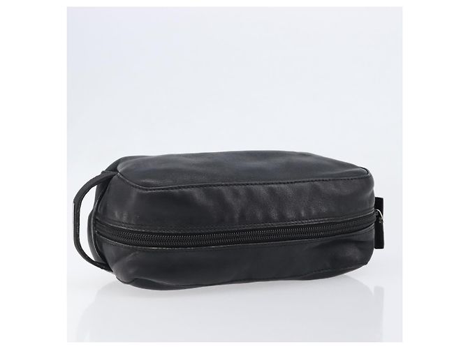 GUCCI Bolsa Pouch em couro preto prata 039 0974 Auth hk4120 - vista 6