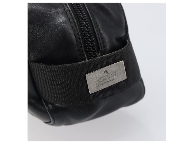 GUCCI Bolsa Pouch em couro preto prata 039 0974 Auth hk4120 - vista 7
