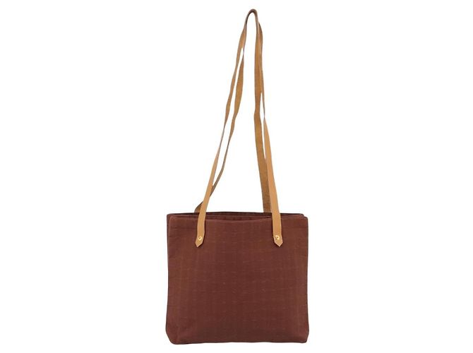 Hermès HERMES Amedaba Cabas Du Poche Schultertasche Canvas Brown Gold Tone Auth 200362A Braun - Ansicht 2
