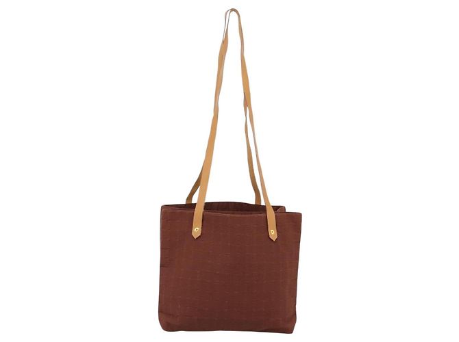 Hermès HERMES Amedaba Cabas Du Poche Schultertasche Canvas Brown Gold Tone Auth 200362A Braun - Ansicht 3