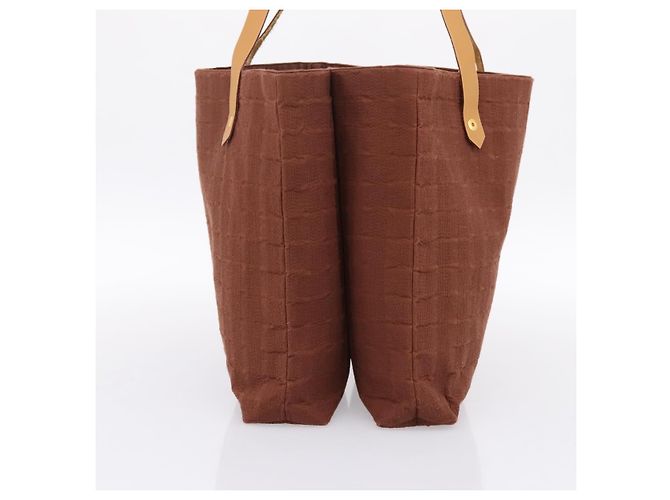 Hermès HERMES Amedaba Cabas Du Poche Schultertasche Canvas Brown Gold Tone Auth 200362A Braun - Ansicht 4