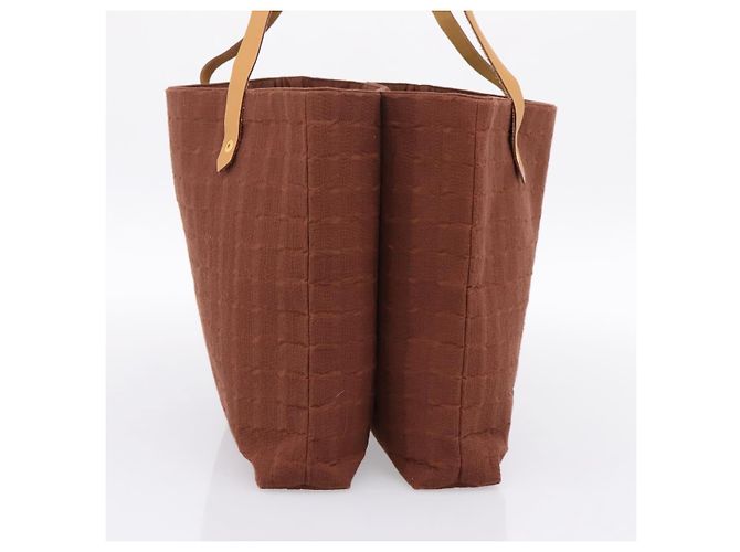 Hermès HERMES Amedaba Cabas Du Poche Schultertasche Canvas Brown Gold Tone Auth 200362A Braun - Ansicht 5