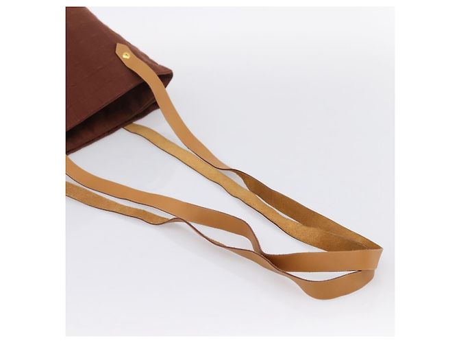 Hermès HERMES Amedaba Cabas Du Poche Schultertasche Canvas Brown Gold Tone Auth 200362A Braun - Ansicht 7