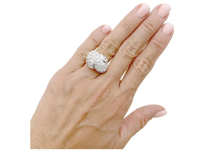 Autre Marque Anello in oro giallo, platino e diamanti a pera e brillanti. - vista 5