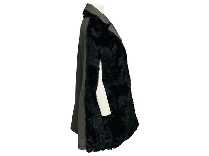 Capa Marni de piel de cabra y lana Olive Green / Black - vista 2