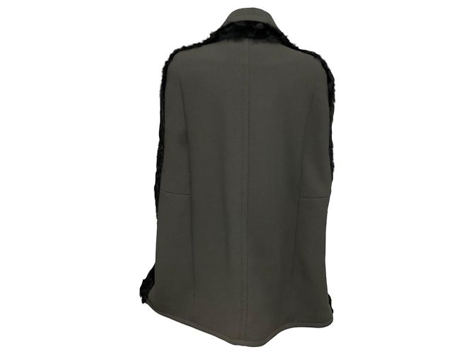 Capa Marni de piel de cabra y lana Olive Green / Black - vista 3