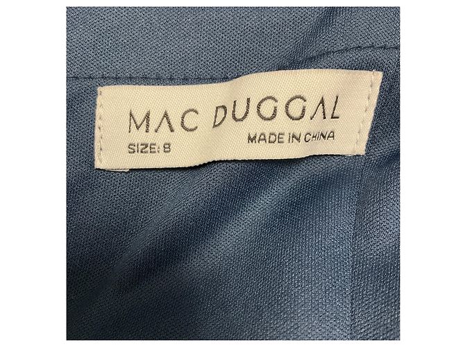 Autre Marque Abito Mac Duggal blu navy in raso e tulle mesh decorato - vista 4