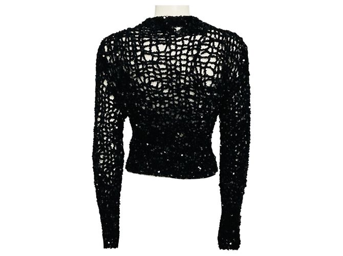 Jil Sander Handgestrickter Pullover mit Pailletten in Schwarz - Ansicht 3