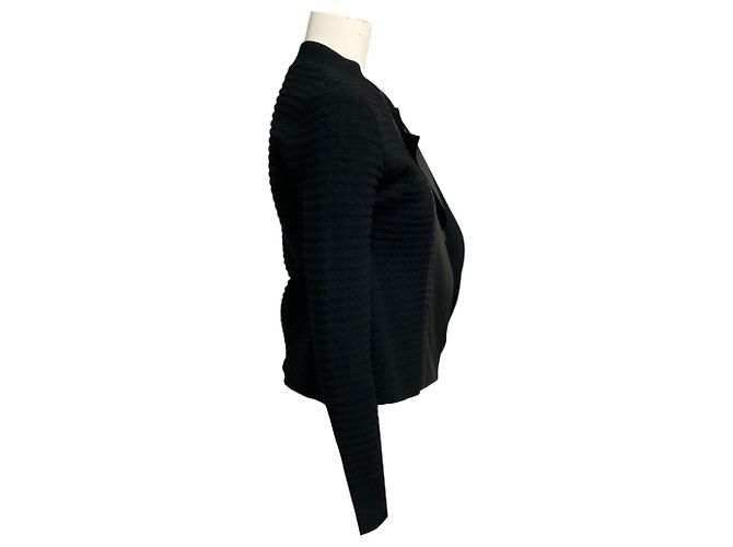 Valentino Garavani Valentino Strickcardigan aus Viskose und Wolle in Schwarz mit Lederbesatz - Ansicht 2