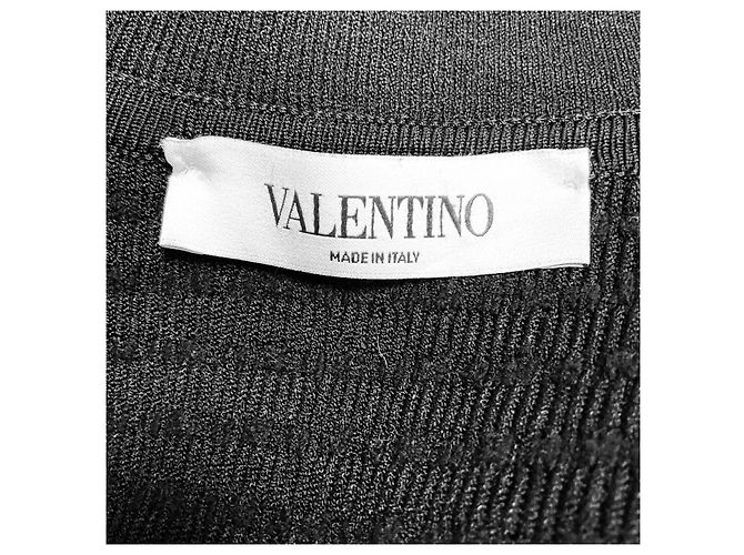 Valentino Garavani Valentino Strickcardigan aus Viskose und Wolle in Schwarz mit Lederbesatz - Ansicht 4