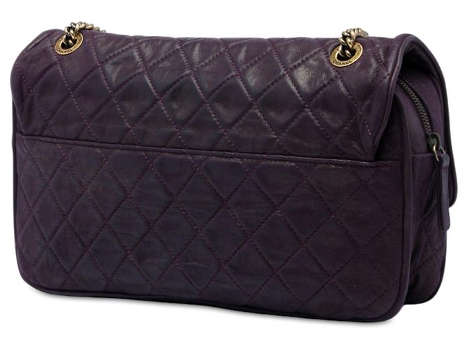 Borsa a tracolla Chanel Shiva Flap Large in vitello iridescente matelassé viola Porpora - vista 2