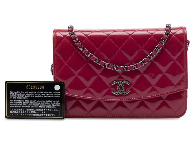 Borsa a tracolla Chanel CC Quilted Patent Brilliant Wallet On Chain Rosa - vista 7