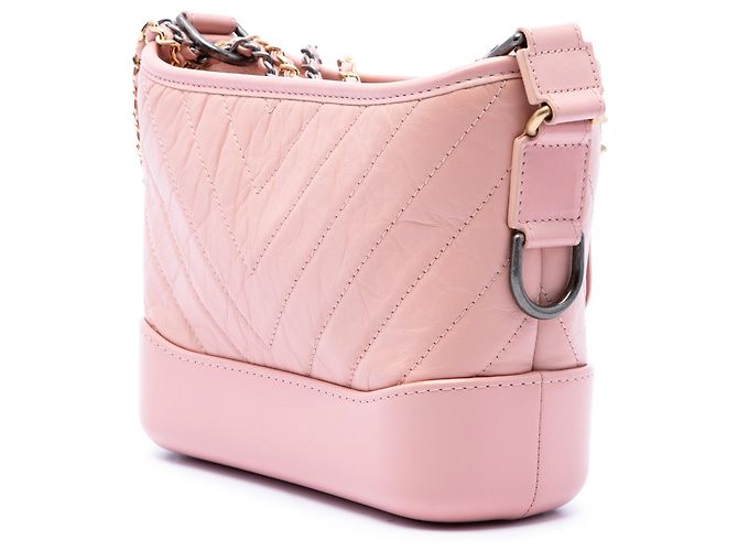 Borsa a tracolla Gabrielle Hobo Small in pelle di vitello invecchiata Chevron rosa Chanel - vista 2