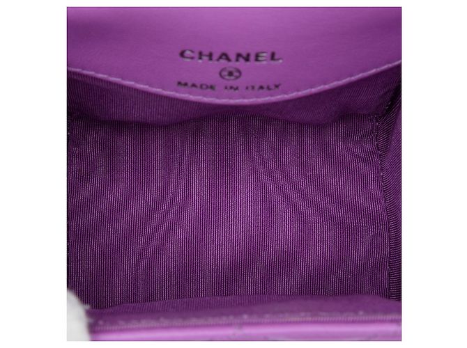 Borsa Crossbody Chanel Mini CC Quilted Lambskin Trunk Like Box Viola Porpora - vista 4