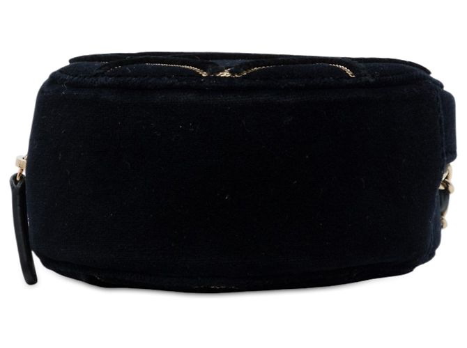 Borsa a tracolla rotonda Chanel in velluto nero con perle e paillettes - vista 3