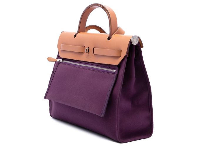 Borsa Hermès Herbag Zip 31 in Toile Verso Viola Porpora - vista 2