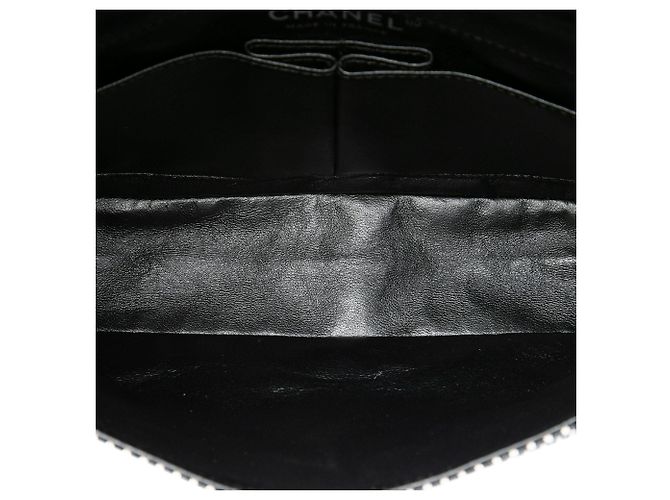Borsa a tracolla Chanel Medium Classic Canvas Sequin Stripes Double Flap nera Nero - vista 4