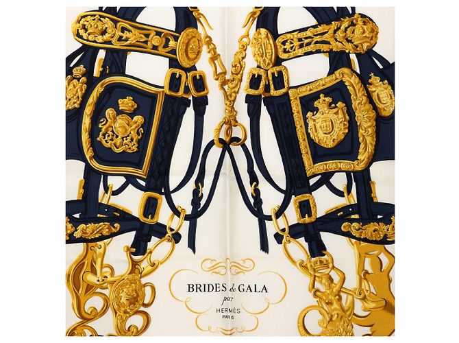 Foulard di seta Hermès Brides de Gala Blu 90 - vista 3