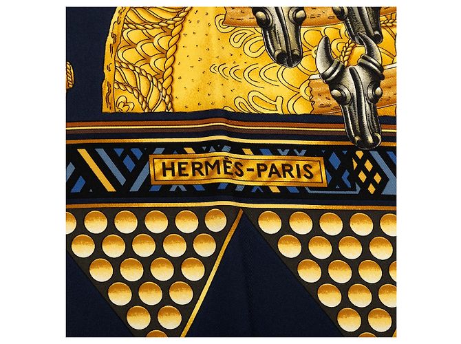 Foulard di seta Hermès L Or Des Chefs Blu 90 - vista 2