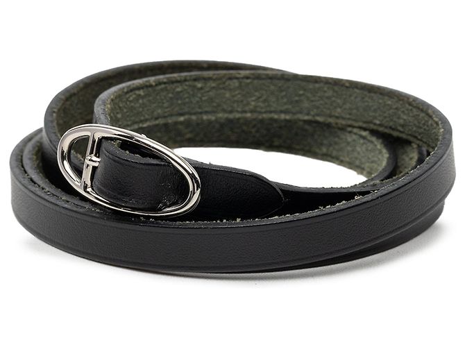 Bracciale Wrap Triple Tour Hermès in pelle Box Calf nera Nero - vista 2