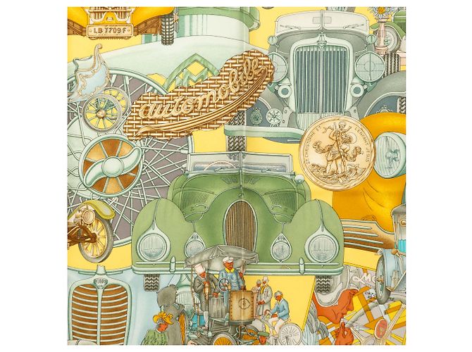 Foulard di seta Hermès Automobile Giallo 90 - vista 3