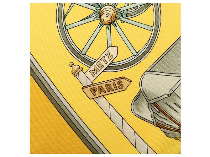 Foulard di seta Hermès Automobile Giallo 90 - vista 7