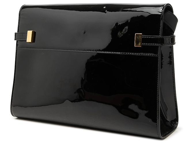 Borsa a tracolla Manhattan Medium in vernice nera Saint Laurent Nero - vista 2