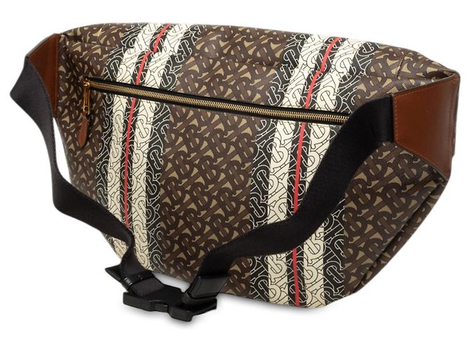 Borsa a cintura Burberry TB Monogram E-Canvas Stripe marrone Extra Large - vista 2