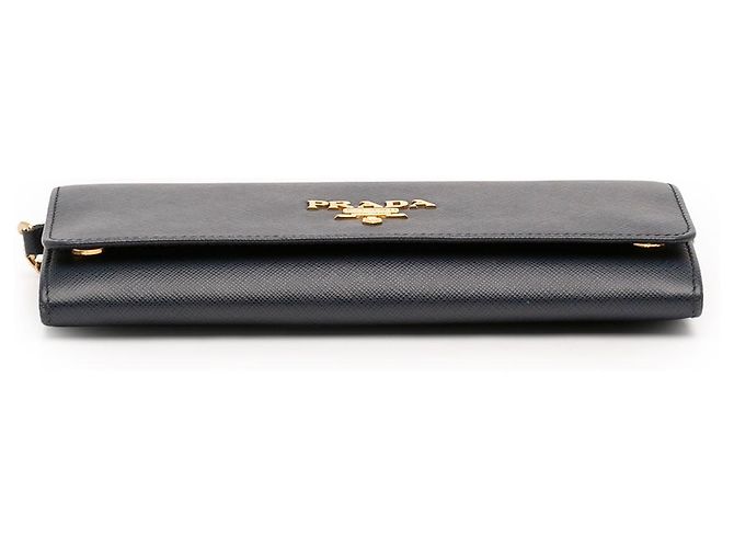 Borsa a tracolla Prada Saffiano Lux Wallet On Chain Blu - vista 3