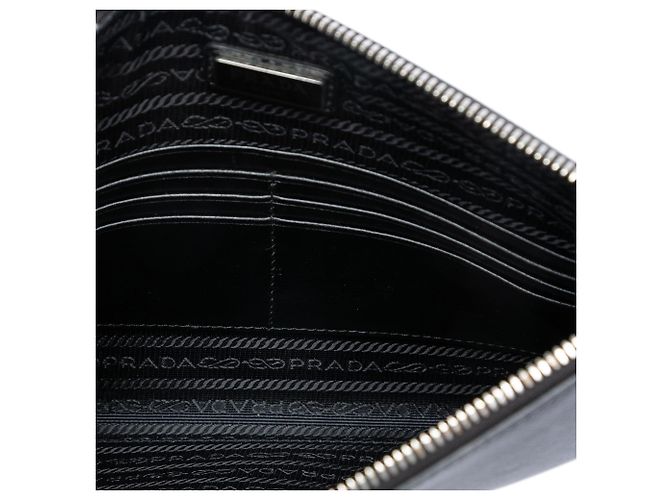 Clutch Prada Saffiano nera con stampa banana Nero - vista 4