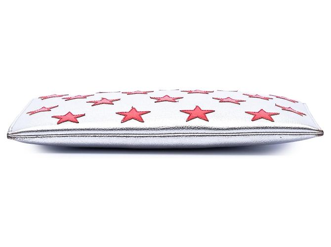 Clutch Star in pelle argentata Saint Laurent Argento - vista 3