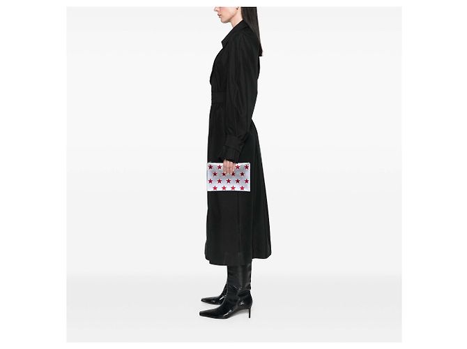 Clutch Star in pelle argentata Saint Laurent Argento - vista 6