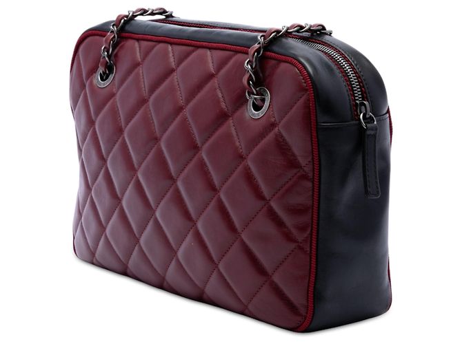 Borsa Camera Ballerine Chanel Large Bicolor Red in vitello matelassé CC Diamond Rosso - vista 2