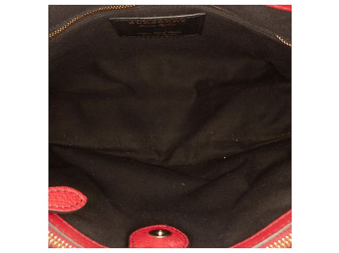 Borsa Satchel Banner Burberry Medium in pelle e House Check rossa Rosso - vista 5