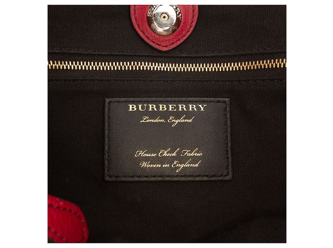 Borsa Satchel Banner Burberry Medium in pelle e House Check rossa Rosso - vista 6