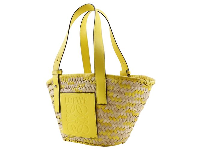 Borsa Tote Anagram Small in Raphia Beige LOEWE - vista 2