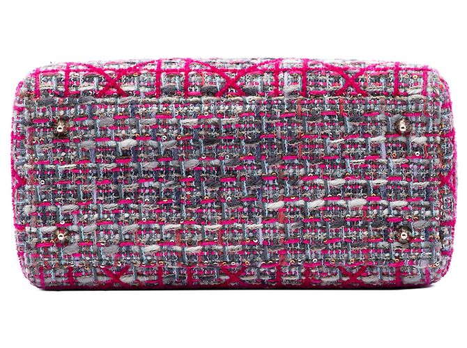 Borsa Lady Dior Satchel Medium in Tweed Macrocannage Rosa - vista 3