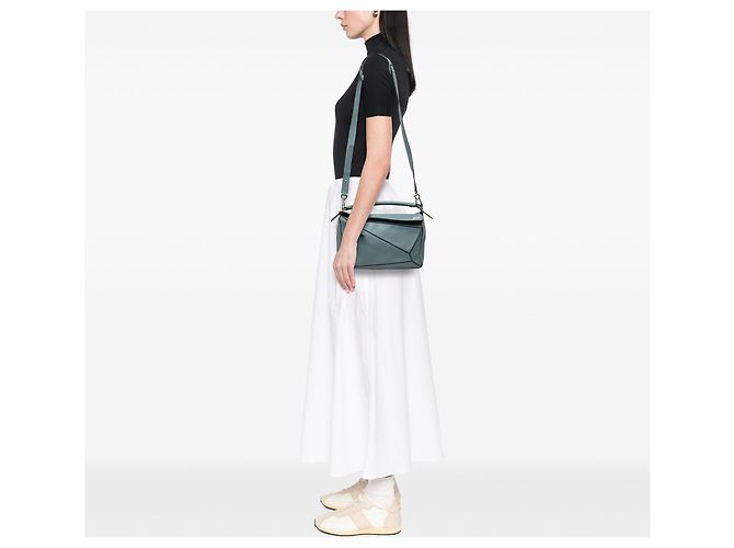 Borsa Puzzle LOEWE Medium in pelle di vitello blu - vista 6